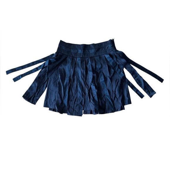 Bebe 4 Mini Skirt Whimsigoth Y2K Black Silk Accent Tassels Strips - Picture 1 of 8
